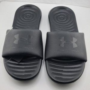 Under Armour Women's Ansa Fixed Slides Black/Black Logo Sizes 7, 8, 9 & 10